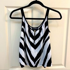 Express Zebra Print Half Zip Front Tank